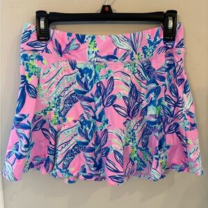 Lilly Pulitzer Pink Floral Circle Skirt with Blue & Green Accents size small